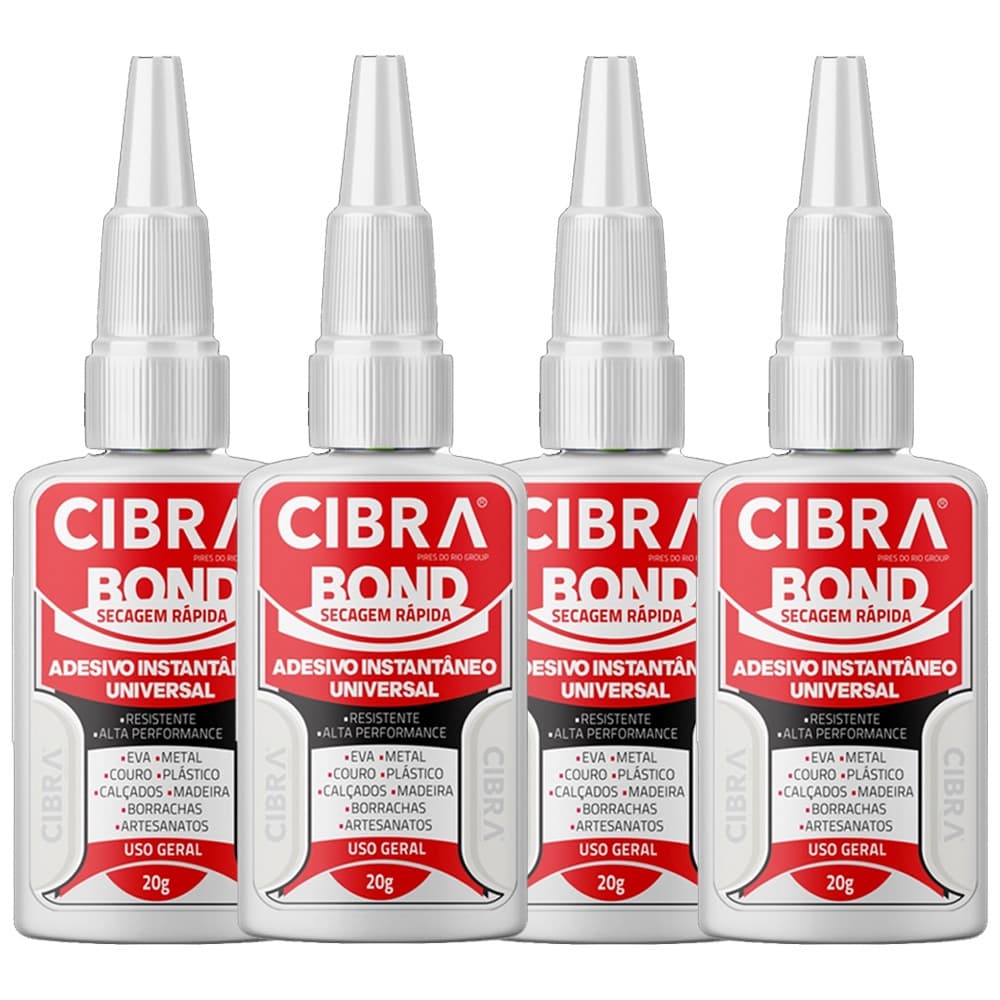 Kit 4 Super Adesivo Instantâneo Universal 20g Cibra Bond