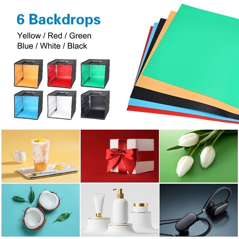 Studio Led Box Fotografia Estúdio Caixa Ajustável Lightbox Com 6 Cores USB 30x30x30cm P.HQ