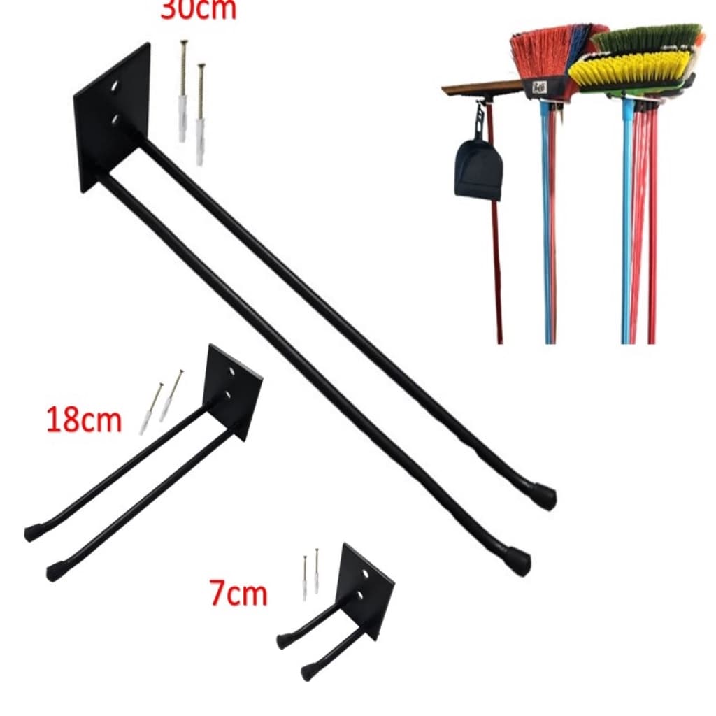 Suporte Porta Vassoura Rodo de Parede Organizador Gancho Incluso Parafusos e Buchas