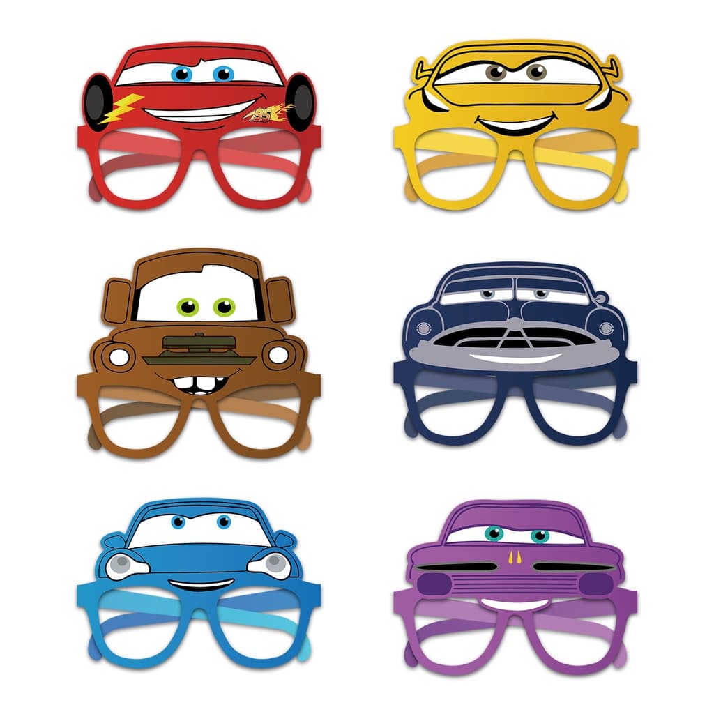12pc/Set Cars Lightning Mcqueen Party Máscaras De Papel Para Festas Kids Toy Paper Glasses