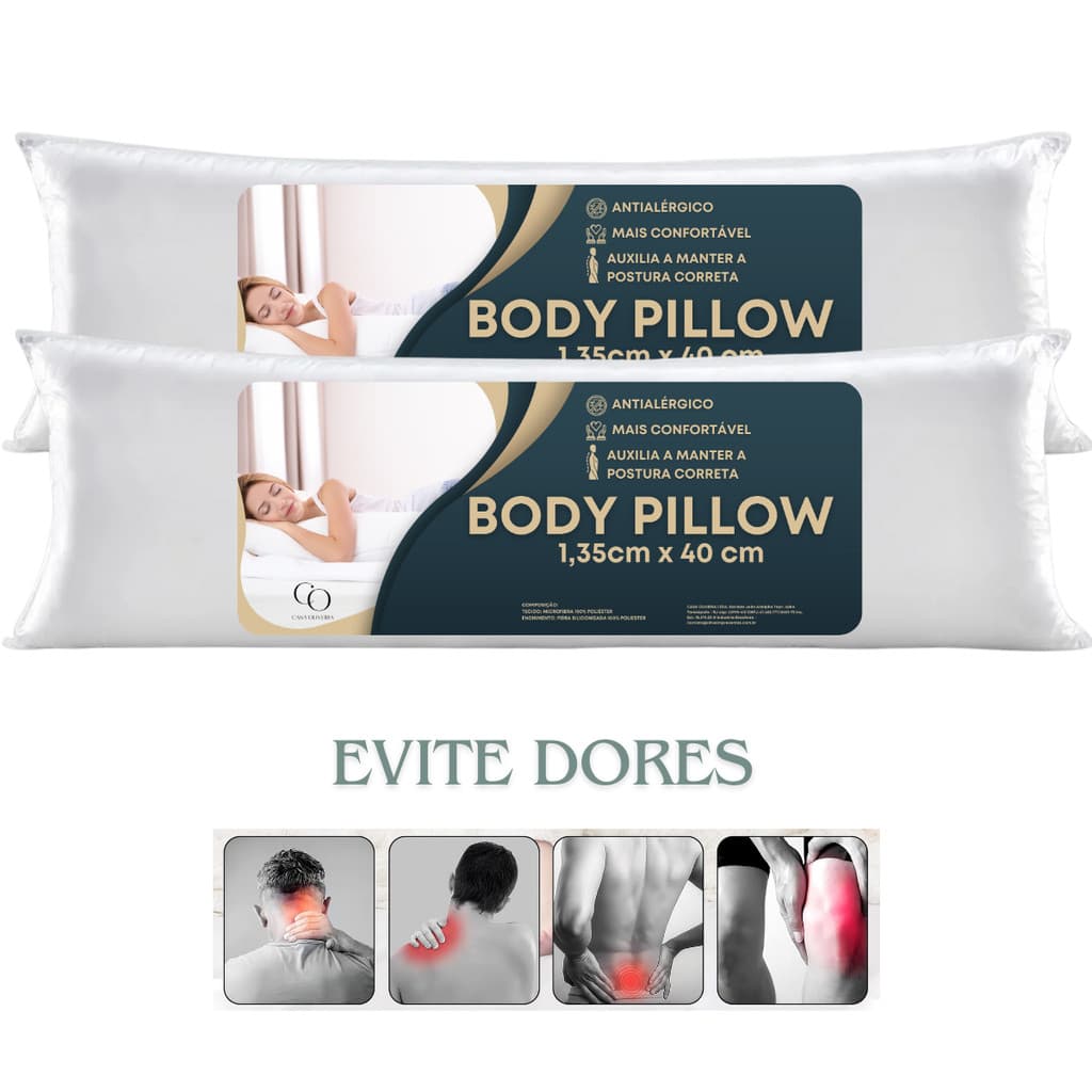 Kit 2 Xuxao Travesseiro De Corpo Gigante 1,35m x 40cm Firme Fibra Siliconada Lavável Decoração Luxo