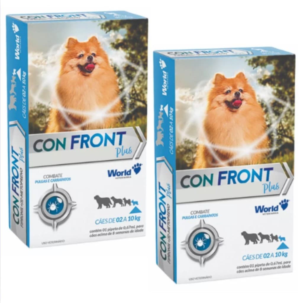 02 Confront Plus 2 a 10kg Antipulgas Pipeta Fipronil Cães