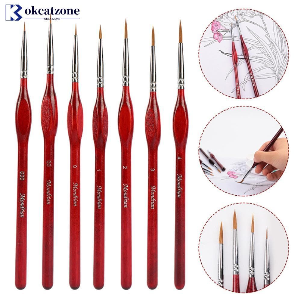 OKCATZONE 6/7pcs/Set Conjunto De Pincel Para Pintura Profissional Sable Hair Paint Brush A Óleo Gouache Miniatura L1N2