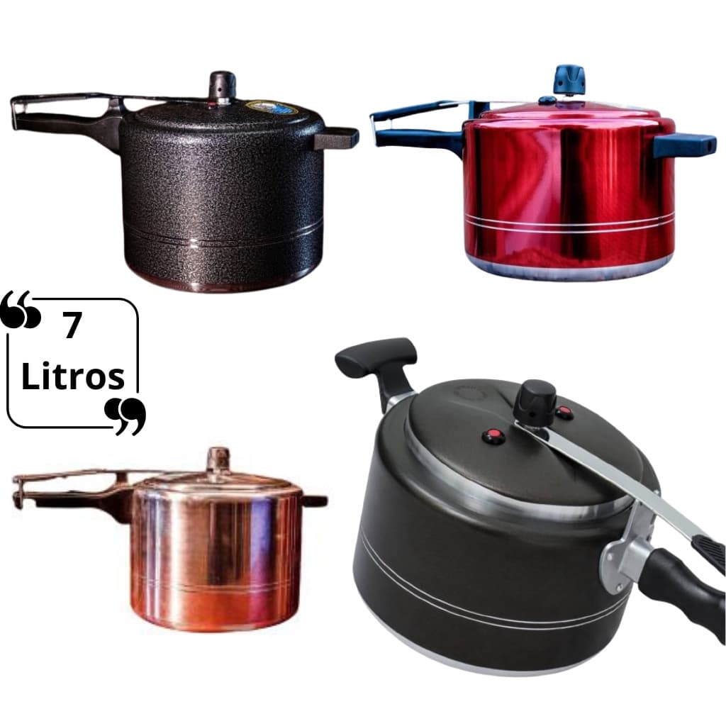Panela de Pressão Usinada 7 Litros Pintada Cozimento Rápido Grandes Quantidades Selo Inmetro Prollar