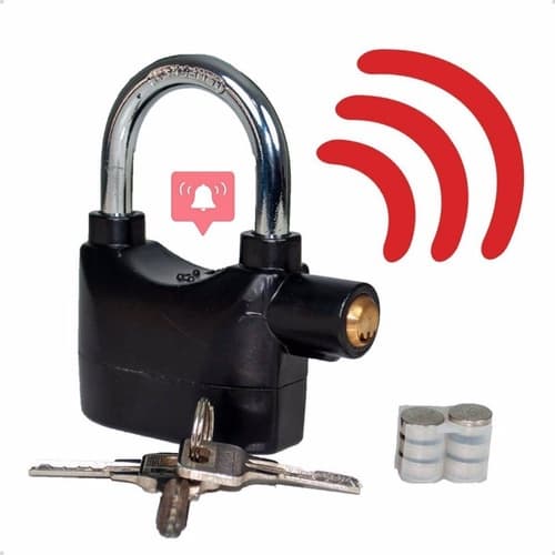 Trava Cadeado Sonoro Cromado Prova De Água Anti-furto 110db Cor Preto