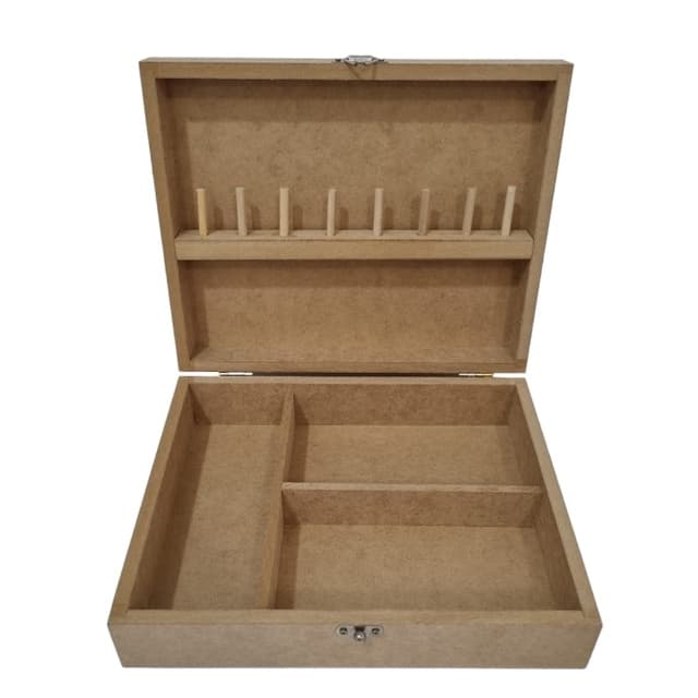 Caixa de Costura Retangular Grande Porta Linhas MDF cru