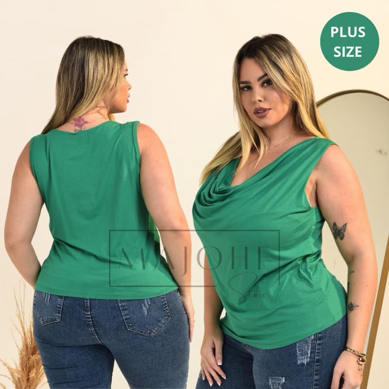 Blusa Plus Size Gola Fofa Feminina Regata Elegante Soltinha