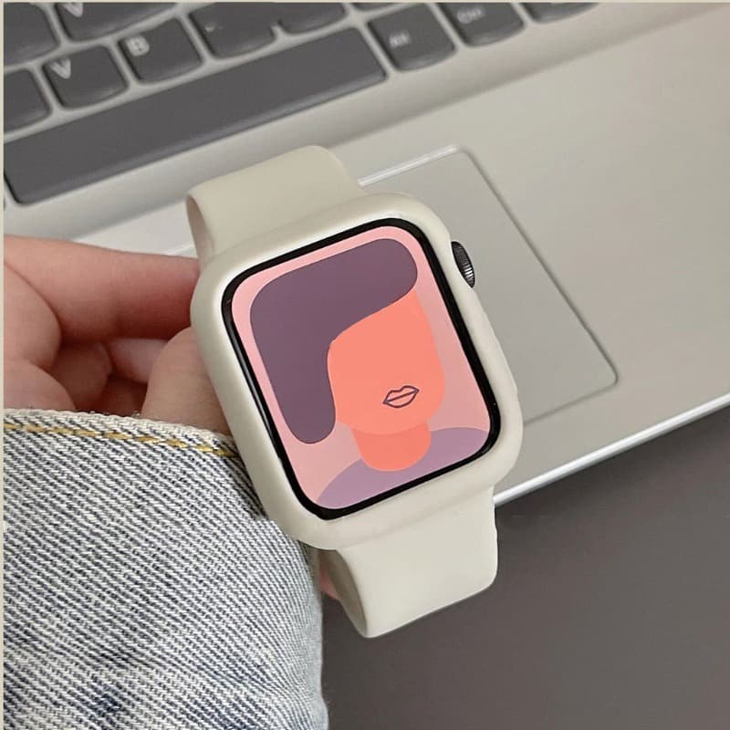 [Novo Bacalhau] Capa De Silicone Starlight + Pulseira Para Apple Watch Band 42mm 46mm 40mm 41mm 38mm 45mm 49mm Candy Sof