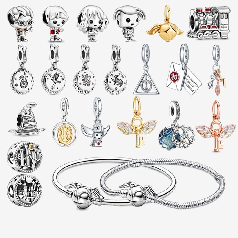 Série Harry prata 925- Adequado para pulseira de joias com contas originais incrustadas DIY