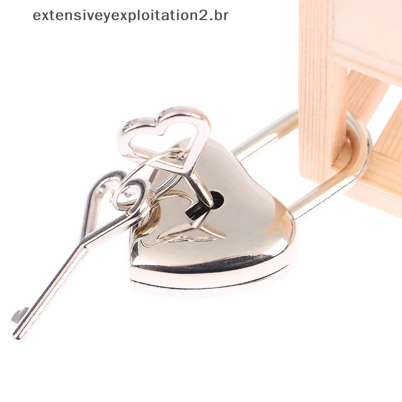 【hb】 Heart Padlock Mini Luggage Lock With Key for Travel Jewelry Box Diary Book Suitcase .