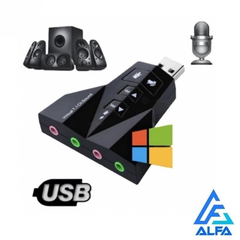 Placa de Som Adaptador Audio USB Externa 7.1 Para 2Fone ou Caixa de Som e Microfone Compatível com Notebook e PC