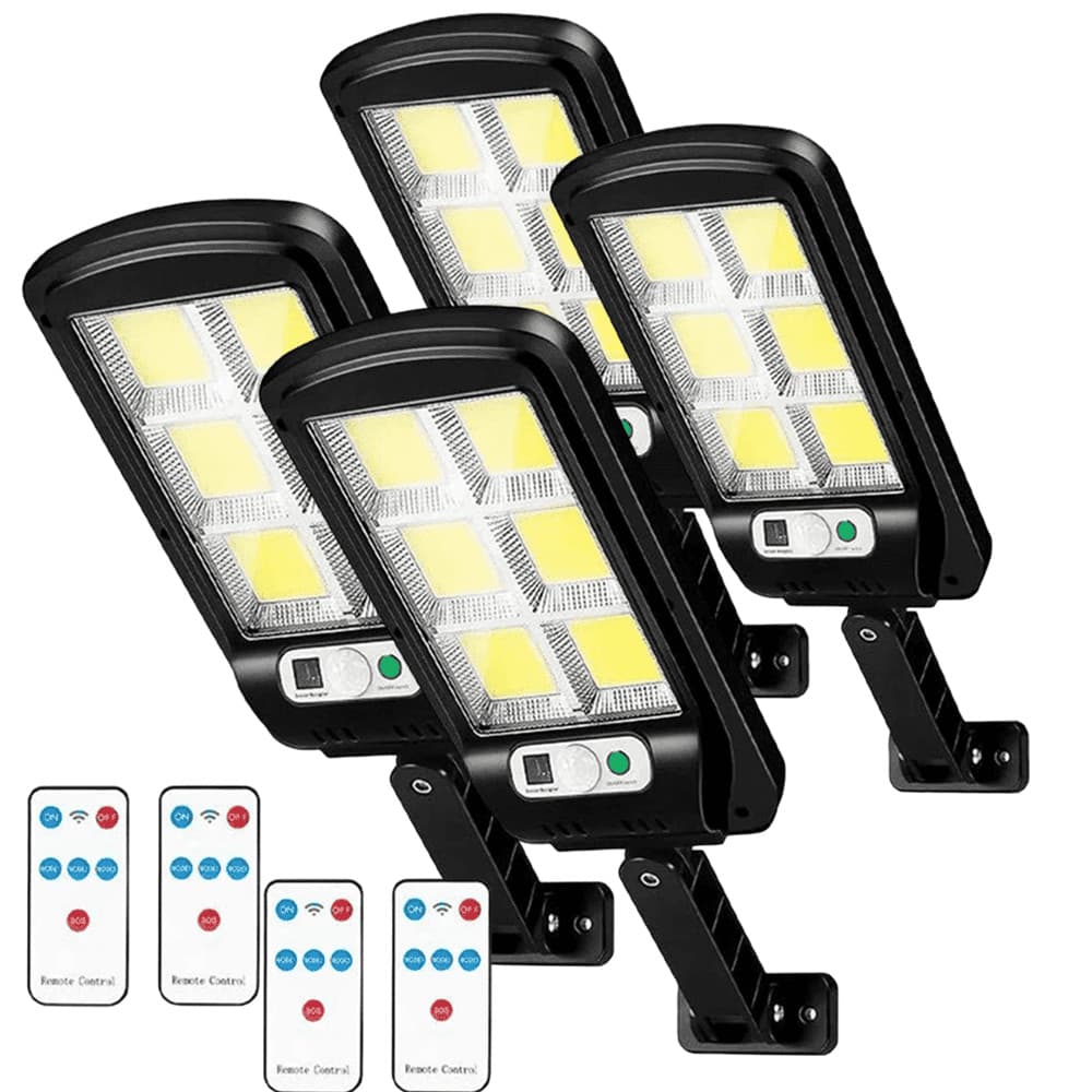 KIT 4 Refletor Luminária Solar LED 300W Sem Fio Com Sensor de Presença e Controle Remoto LKY0034