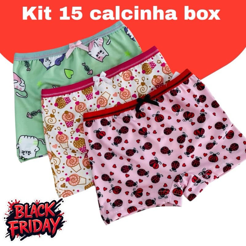 kit 15 calcinha boxer infantil calcinha malha fria forro algodão e kit com 10 calcinha boxer