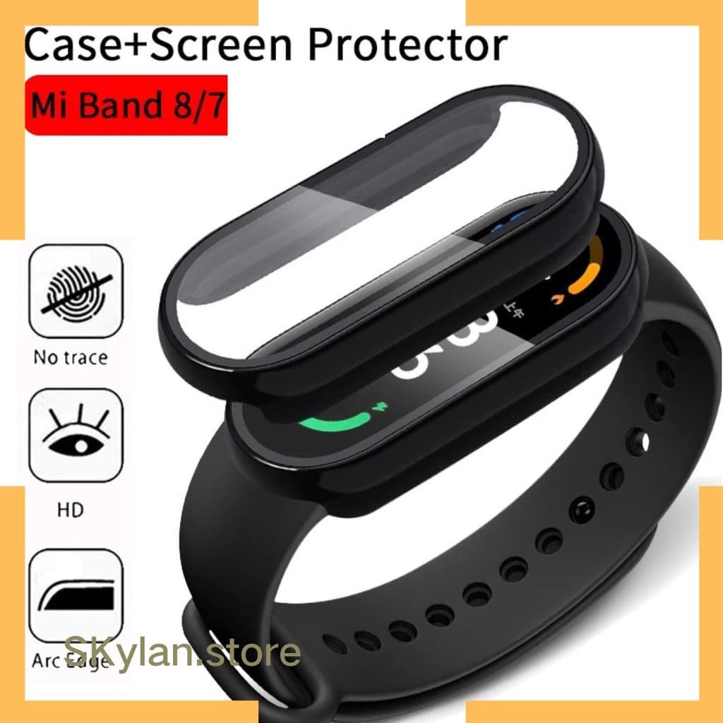 Capa Bumper 2 em 1 de vidro Protetor de tela compativel para Xiaomi MI Band 7 MI BAND 8 Mi band 9 10
