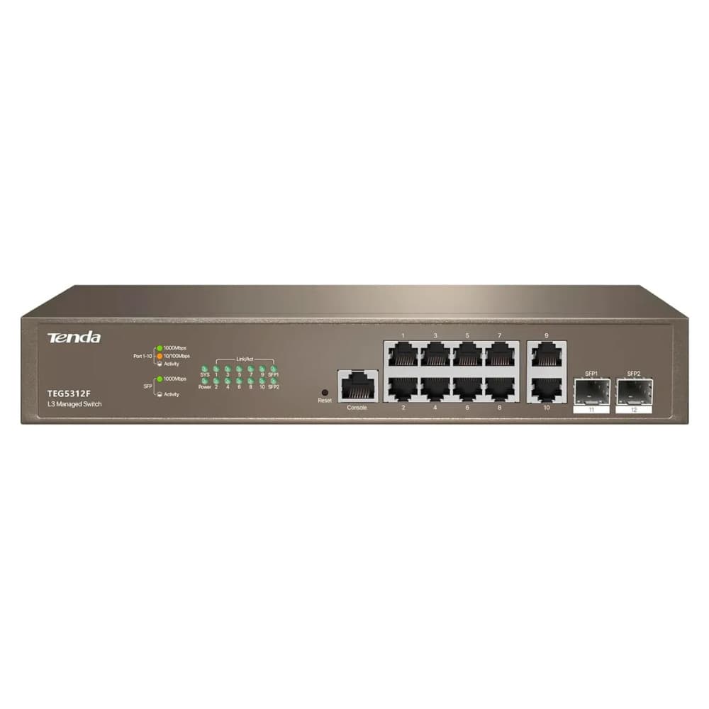 SWITCH TENDA 10 PORTAS GIGA + 2SFP GERENCIAVEL TEG5312F