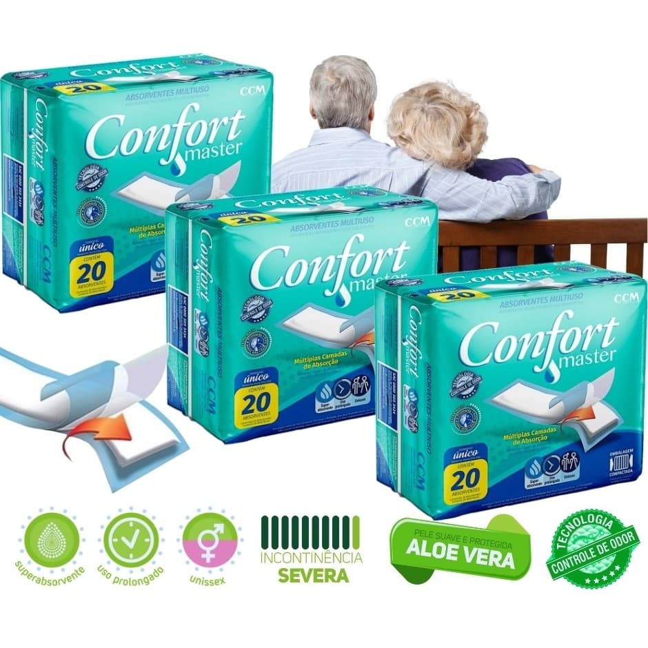 Absorvente Geriátrico Pós Parto Pós Operatório Incontinência Urinária Opção 1, 2 ou 3 Pacotes