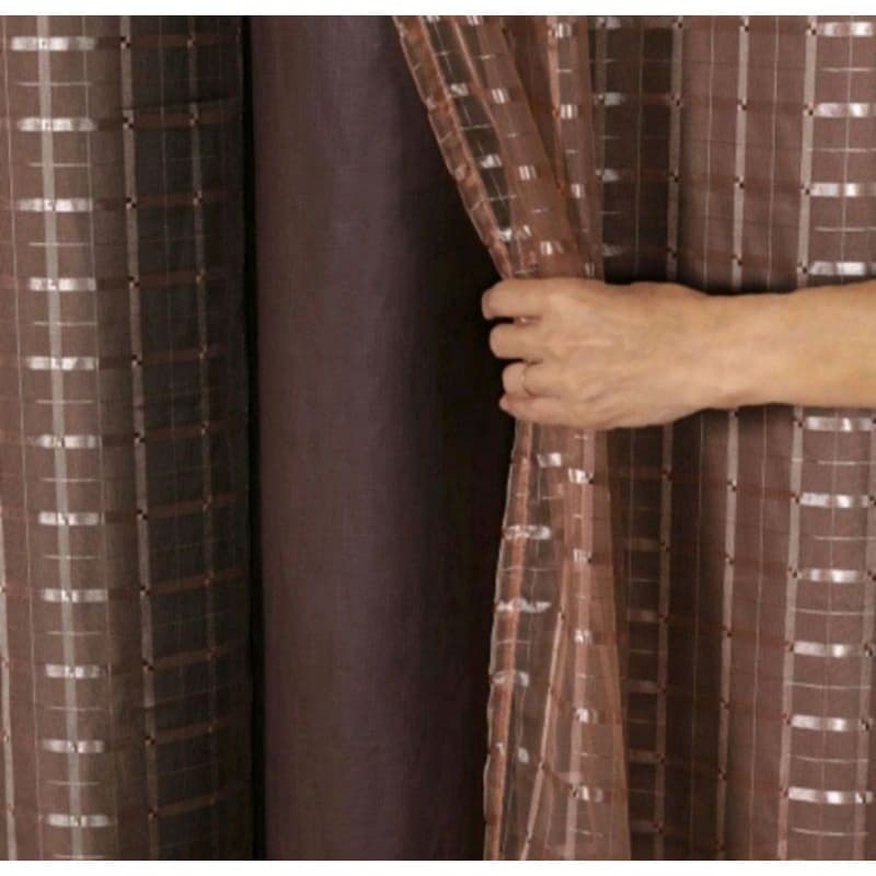 Cortina 4,00 × 2,70 Com Forro de Microfibra C/ Voil Xadrez PROMOÇÃO