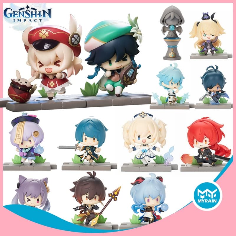 Genshin Impacto Série Tema Figura de Ação KLEE DILUC FISCHL CUIDADO Figura Boneca Bolo Top para o Natal Brinquedos Para