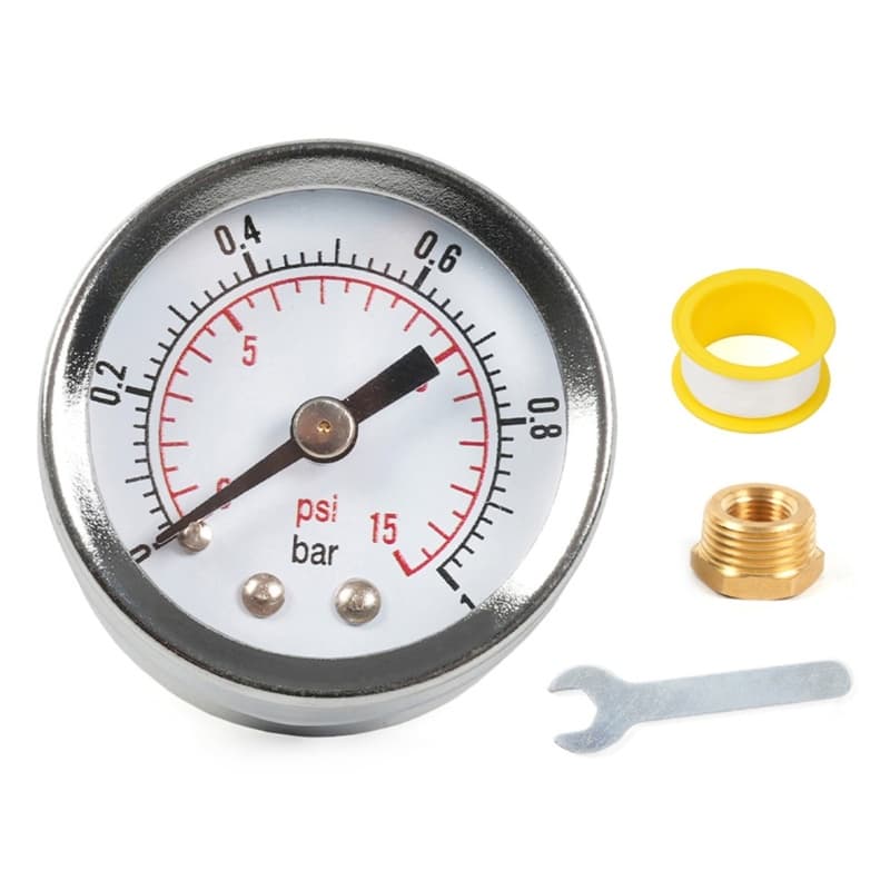 Yoo 1 8 NPT Medidor De Pressão Combustível Centro Montagem Traseira Universal 0-15PSI 1Bar De Aço Inoxidável E Adaptador