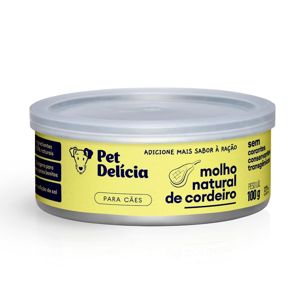 Molho Natural Para Cães Pet Delícia Sabor Cordeiro 100g