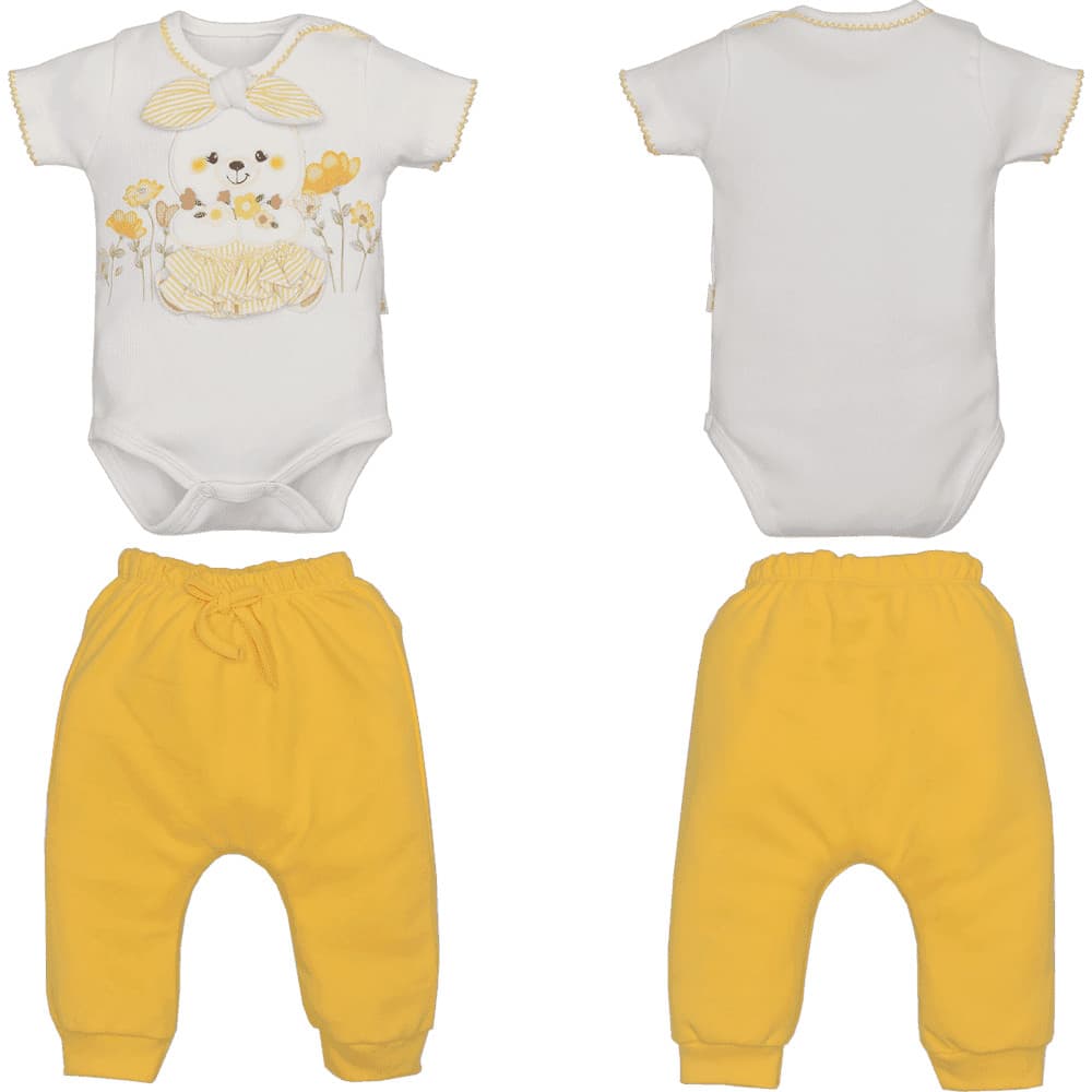 Body Com Culote Bebê Menina Suedine Estampado Coelho Upi Uli