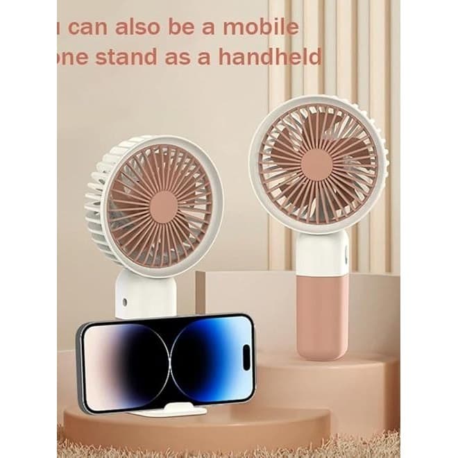 Mini Ventilador Portátil Silencioso Recarregável  Mão/Mesa com Suporte de Celular.