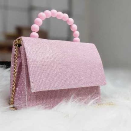 bolsinha infantil glitter com corrente e perolas