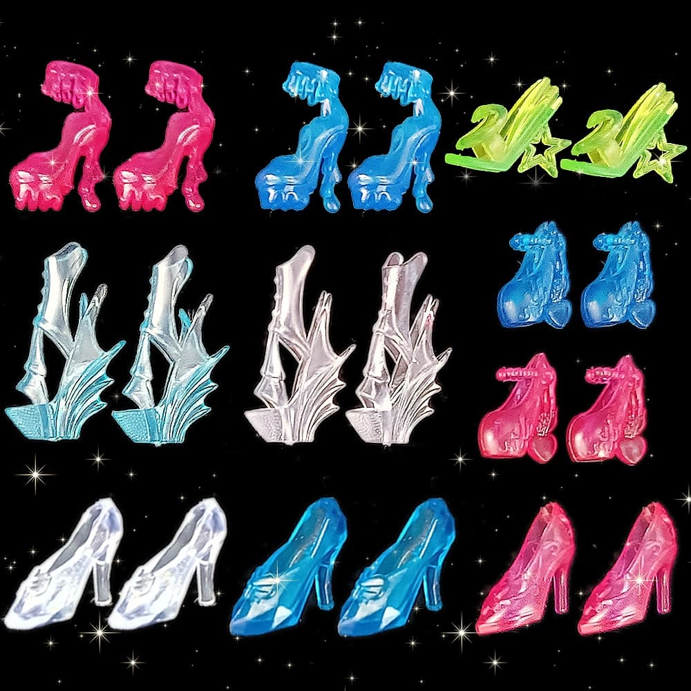 Variedade de sapatos de cristal de boneca Universal 30cm Doll Dress-Up Shoes Salto Alto