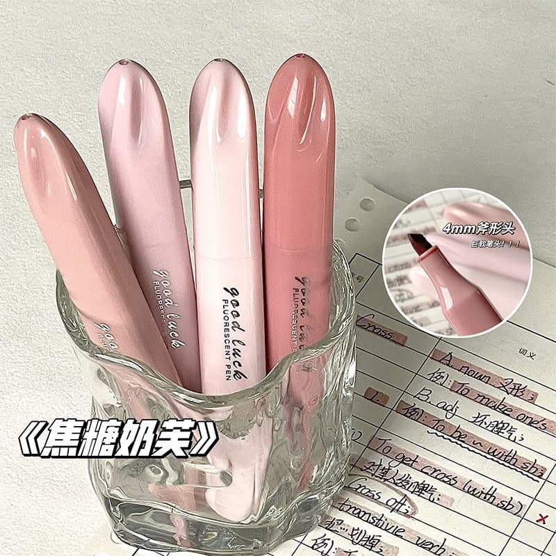 4pcs Caneta marca-texto marcador Cor Morandi Caneta marcador fluorescente de ponta dupla Suprimentos diários