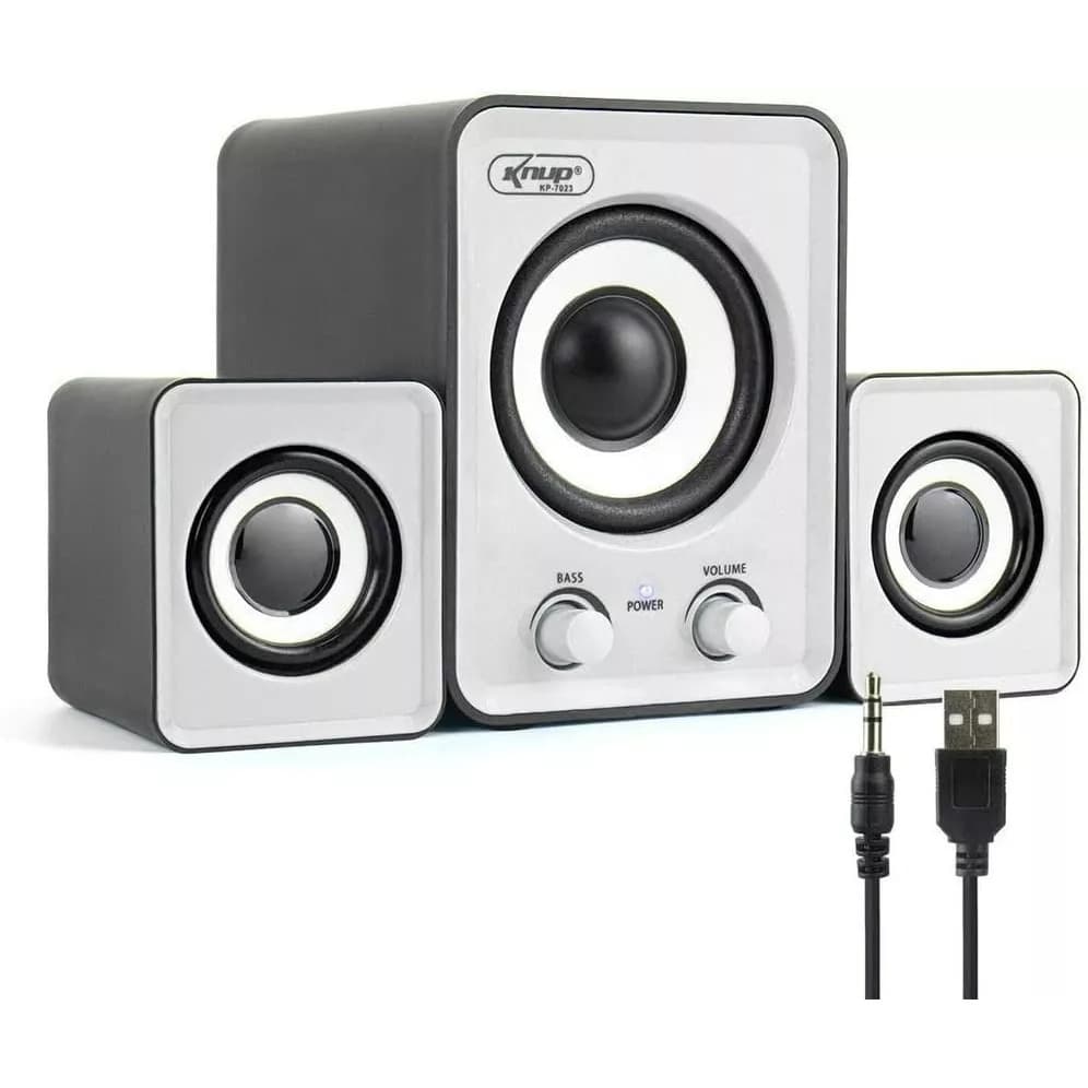 Mini Caixinha Caixa de Som C/ Subwoofer USB Som Estéreo 12W P2 3.5mm KP-7023