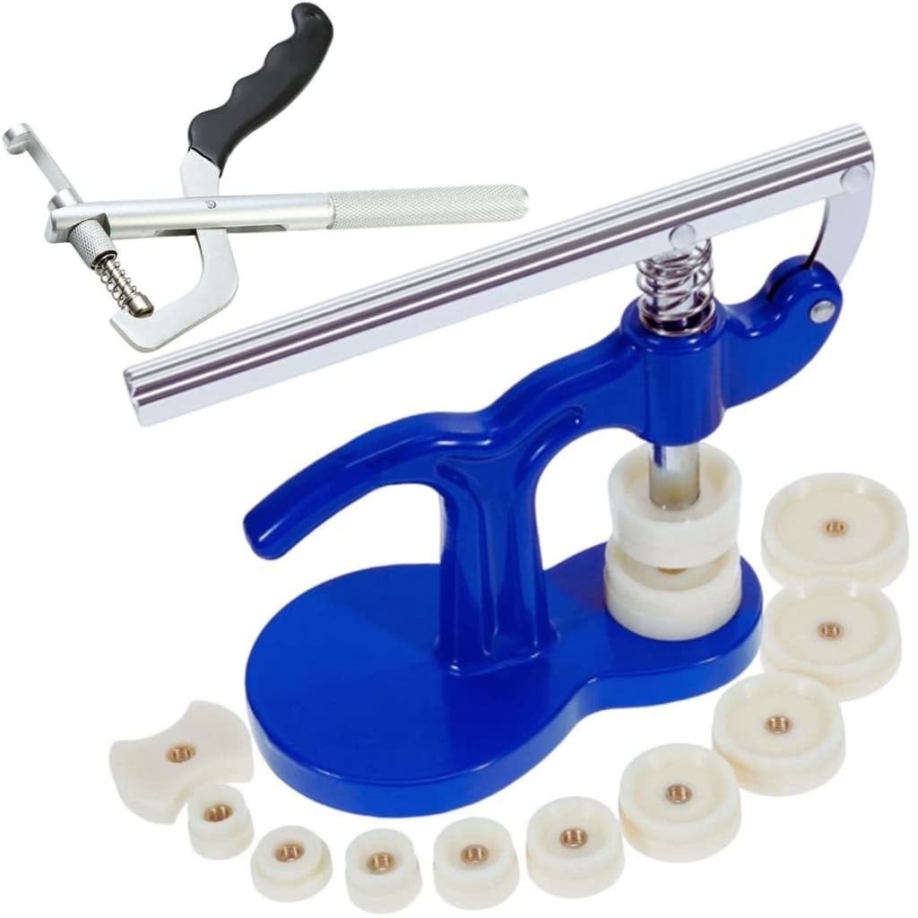 KIT FERRAMENTAS MANUTENÇÃO RELÓGIOS PRENSA + ALICATE SACA PINOS