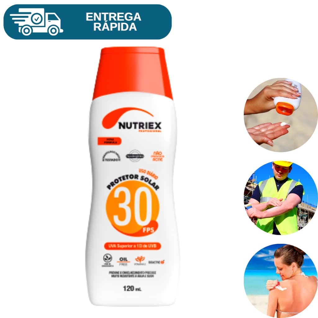 Protetor Solar Fps 30 120ml Nutriex 1/3 UVA UVB Bloqueador Solar Fator 30 Proteção Raios Solares