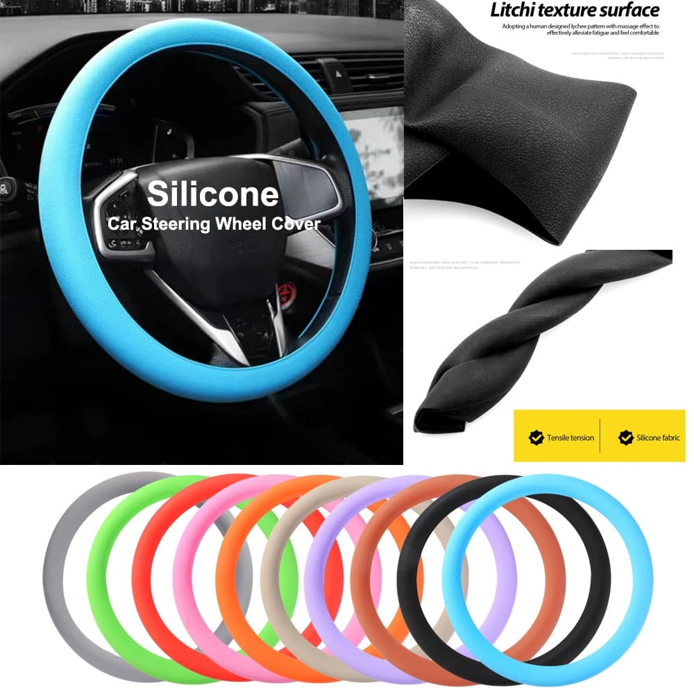 Capas Protetoras Para Decoração De Interiores De Automóveis Universal Volante Multicor Ultra Fina De Silicone Elástico Mulheres Homens Quatro Estações De 36-40cm