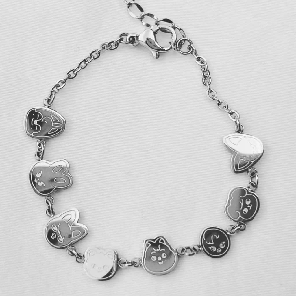 Kpop Stray Kids Cute Cartoon Character Alloy Bracelet Jóias De Moda Coreana