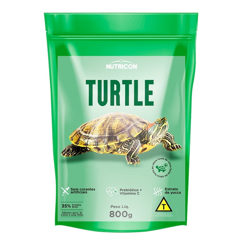 Ração Turtle  para Tartarugas Aquáticas Agua doce Tigres d'agua Nutricon 800G