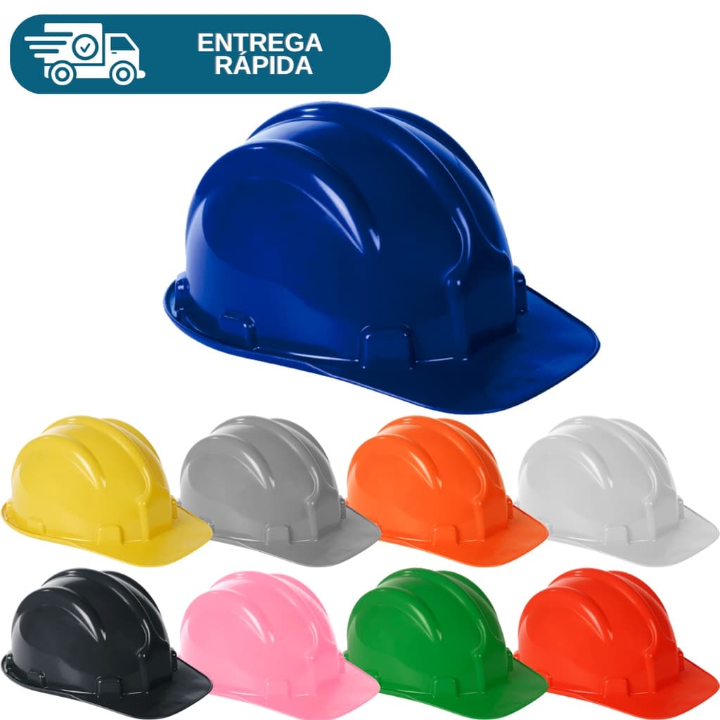 Capacete De Segurança Com Carneira Aba Frontal Obra Proteção Trabalho Epi Construção Civil Plastcor