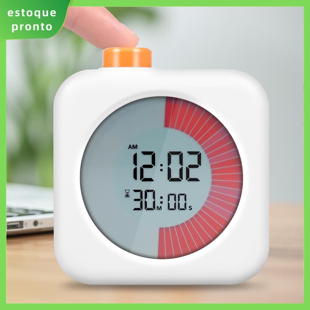 Temporizador Visual Digital Para Crianças Adultas 60 Minutos De Contagem Regressiva Tela LCD Relógio De Hora 3 Funções SHOPSKC0501 Portátil