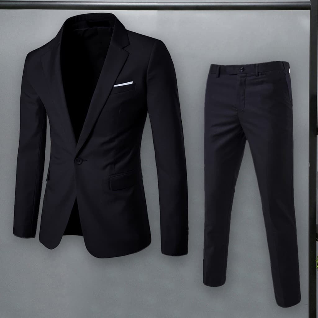 Conjunto De Calças Blazer Masculino Terno Casaco Fino Compridas Elegante Negócios Ajuste Lapela Gola Único Botão Com Per