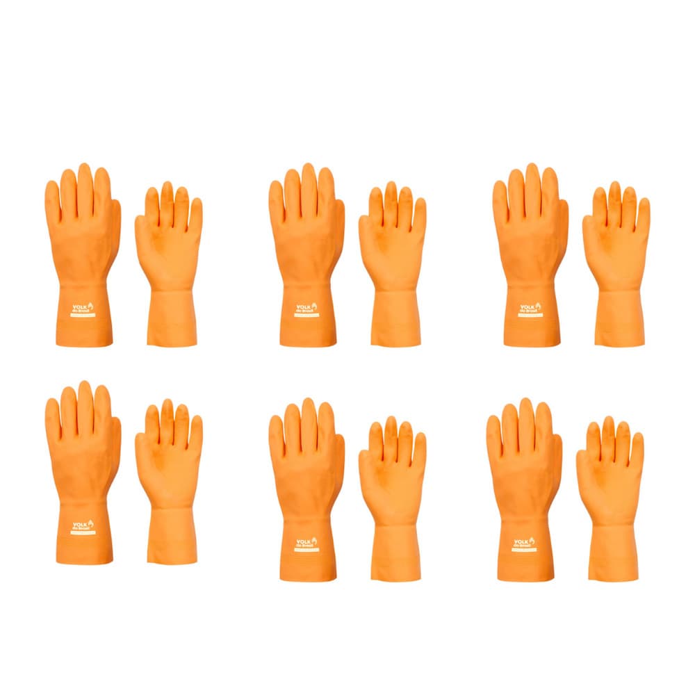 Kit 6 Pares Luva Laranja Reforçada Com Forro Ca 37815 Volk