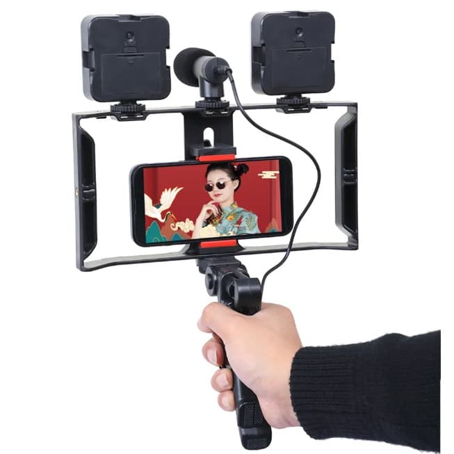 Estabilizador Kit Video Making Suporte De Gaiola De Coelho Com Tripés Móvel Para Celular E Câmera