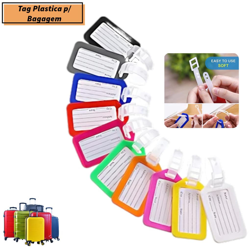Tag de Identificação Etiqueta Identificador de Mala Bagagem Viagem Travel - ATACADO