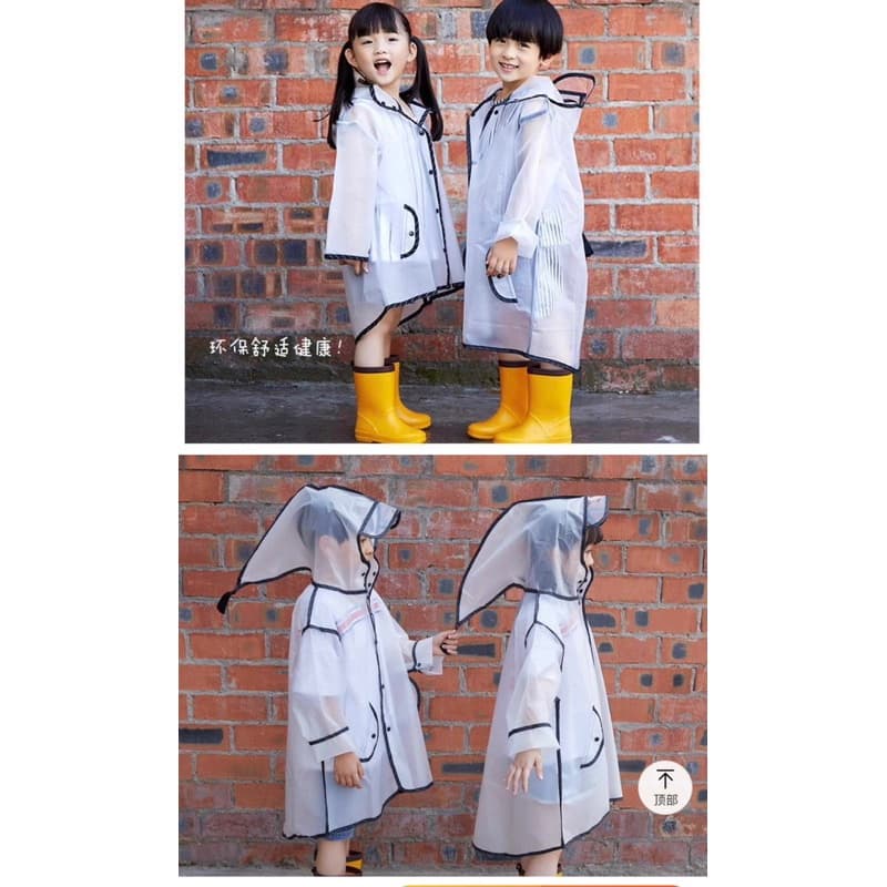 Capa De Chuva Transparente Para Meninos Com Capuz O Exterior À Prova D'água De Colo Crianças