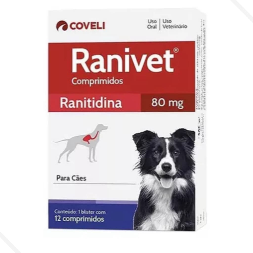 Ranivet 80mg Para Cães 12 Comprimidos Ranitidina Coveli