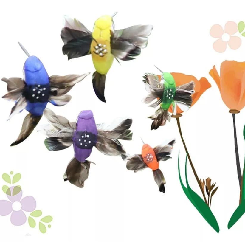 1 Beija Flor Bat Asa Enfeite Jardim Passarinho Energia Solar