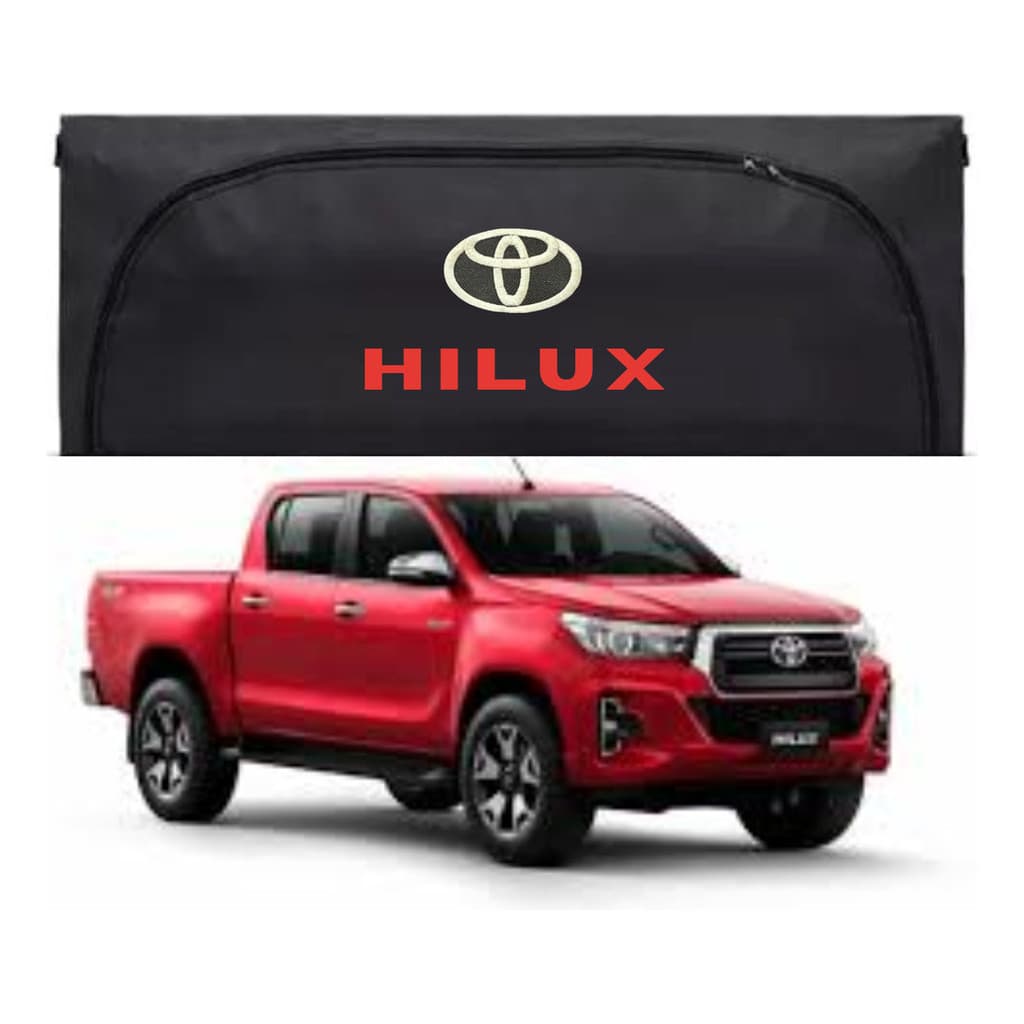 Bolsa Mala Caçamba 380 litros Para Hilux 2016 A 2025 Bordado Preta