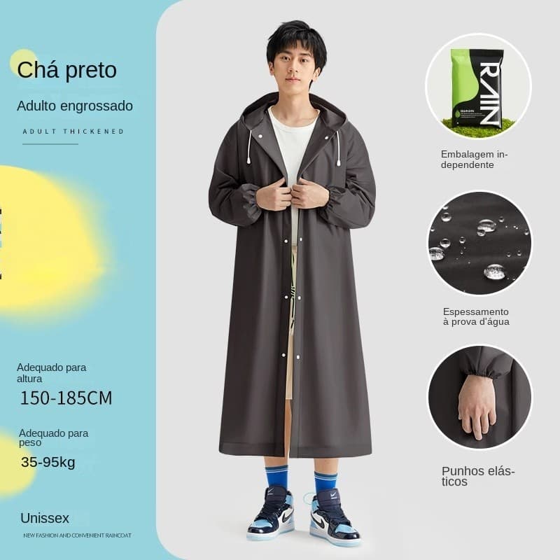 Capa Chuva Impermeável EVA Com Capuz Transparente Reutilizável Proteção Dobrável Shows Eventos Passeios