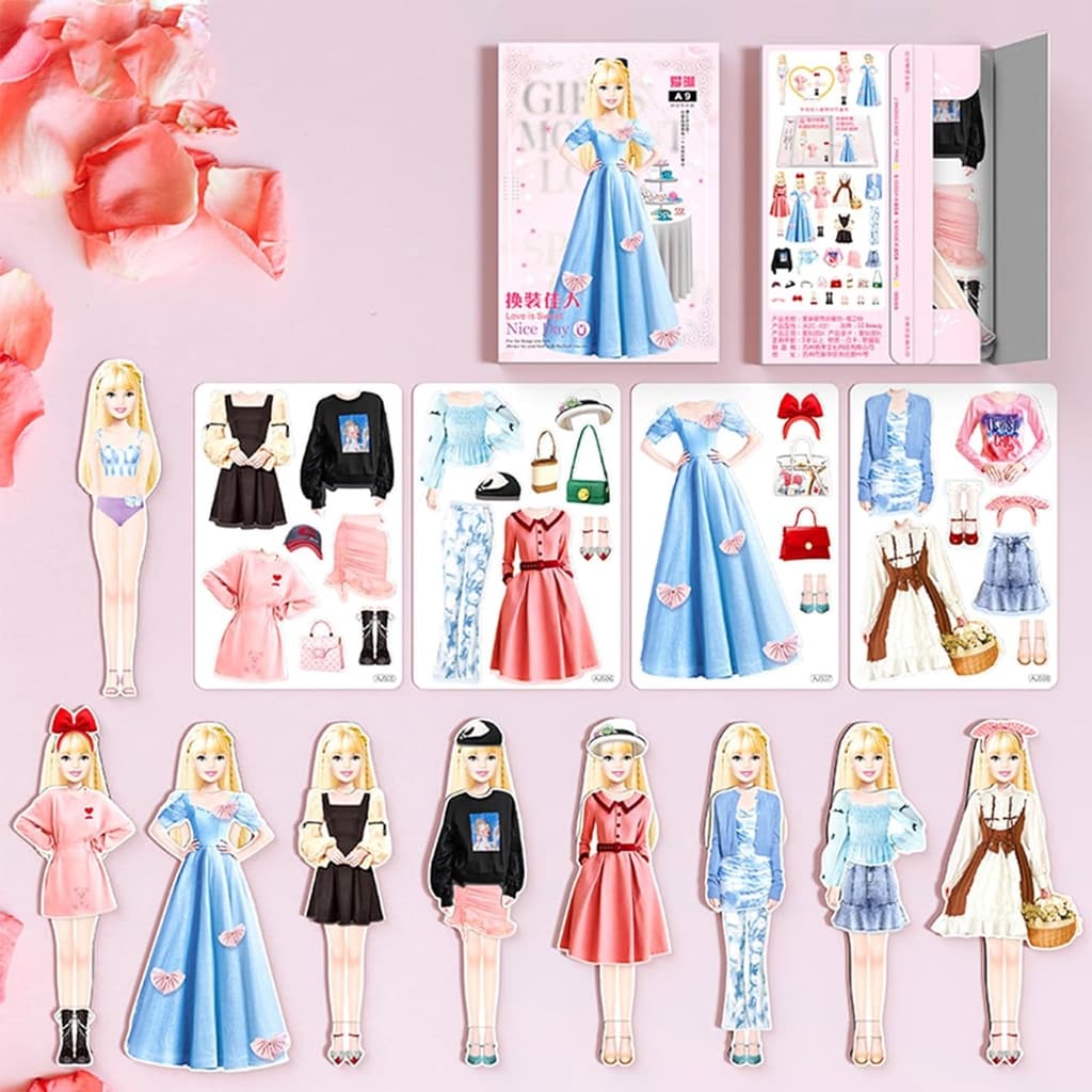 Magnetic Vestir Fingir Brincar Brinquedos De Roupas Adesivos Magnéticos Papel Doll Toys,Princesa