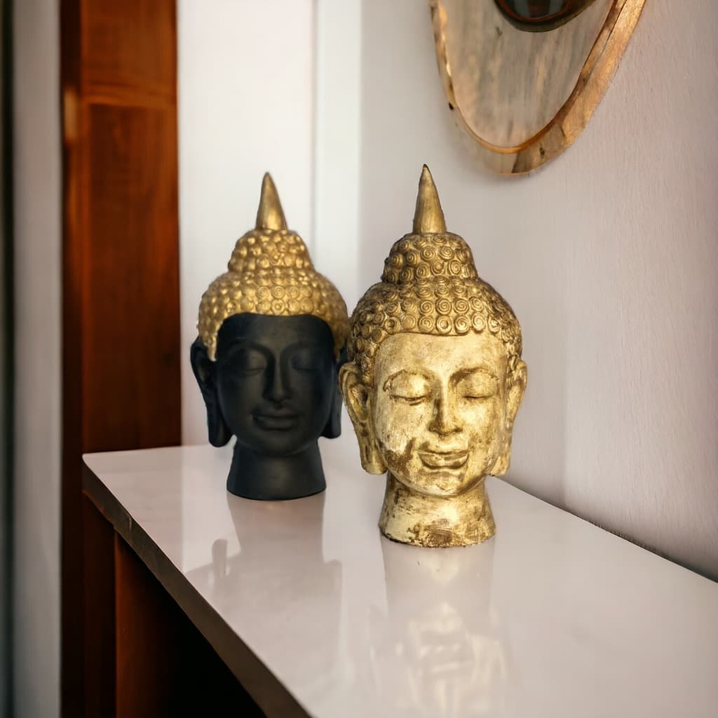 Escultura Decorativa Cabeça Buda Prosperidade - Decoração sala - Quarto - Casa Nova