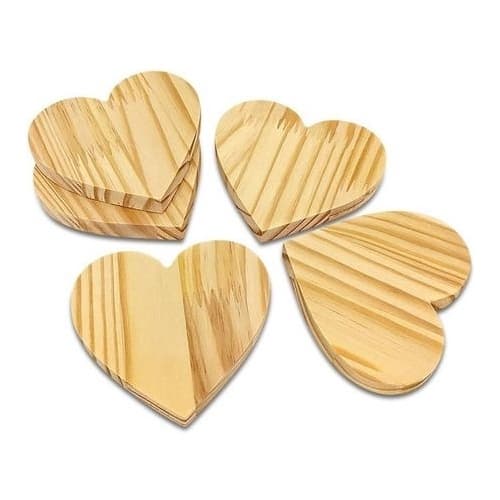 Kit 4 Descanso De Panelas Coração Em Madeira Pinus