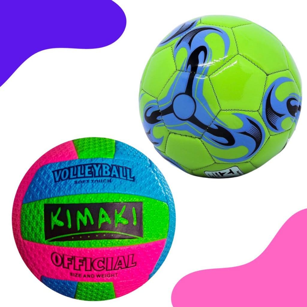 Kit 2 Bolas Voley Soft Touch e Bola Futebol Tamanho Padrao Oificial